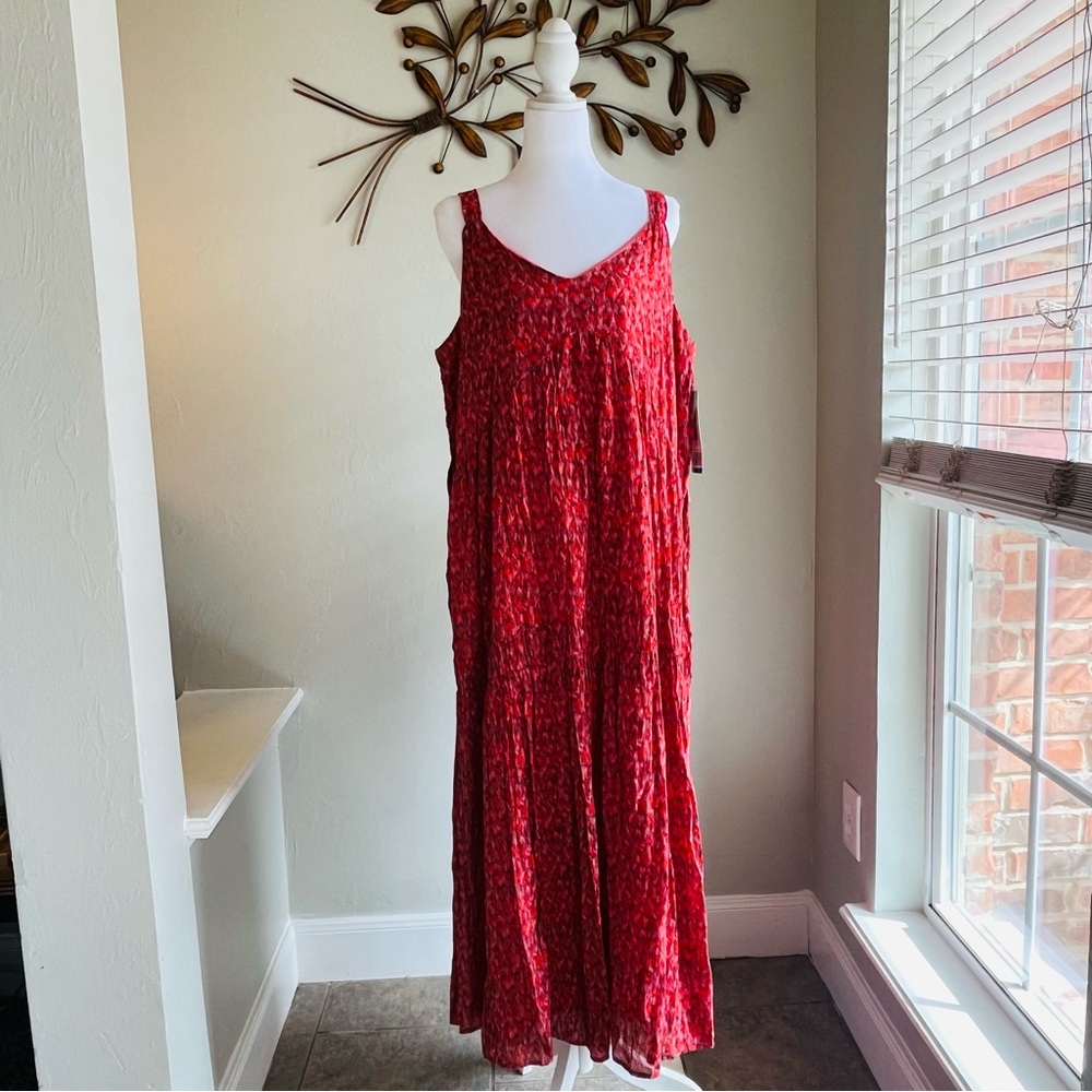 (MWT) Joie Tea Rose Red and Pink Dress 100%Cotton Sz L